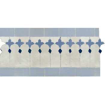 Mosaic House Moroccan tile Zanar 1-15-17-20 Custom White,   Cobalt Blue,   Sky Blue,   Sea Blue,    solid zellige, mosaic, zellij, border, glaze, traditional, classic 